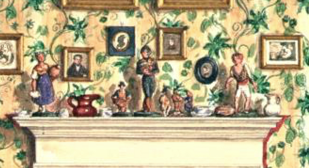Detail of figurines on parlour mantelpiece