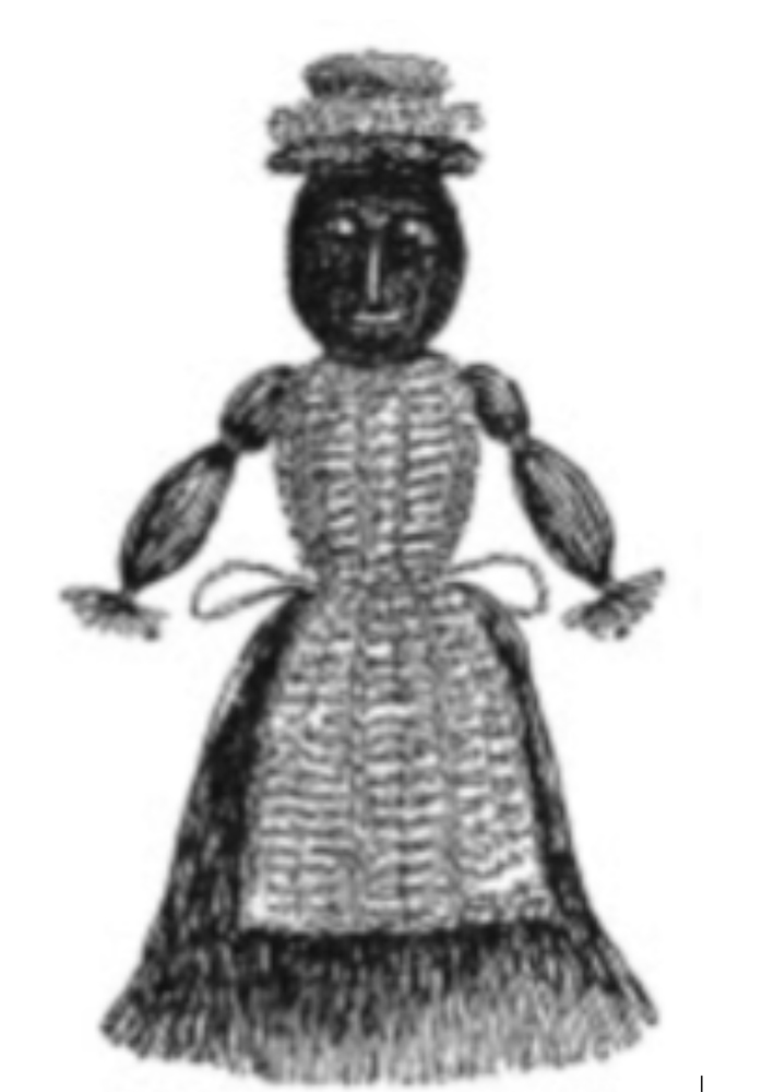 A black crocheted doll