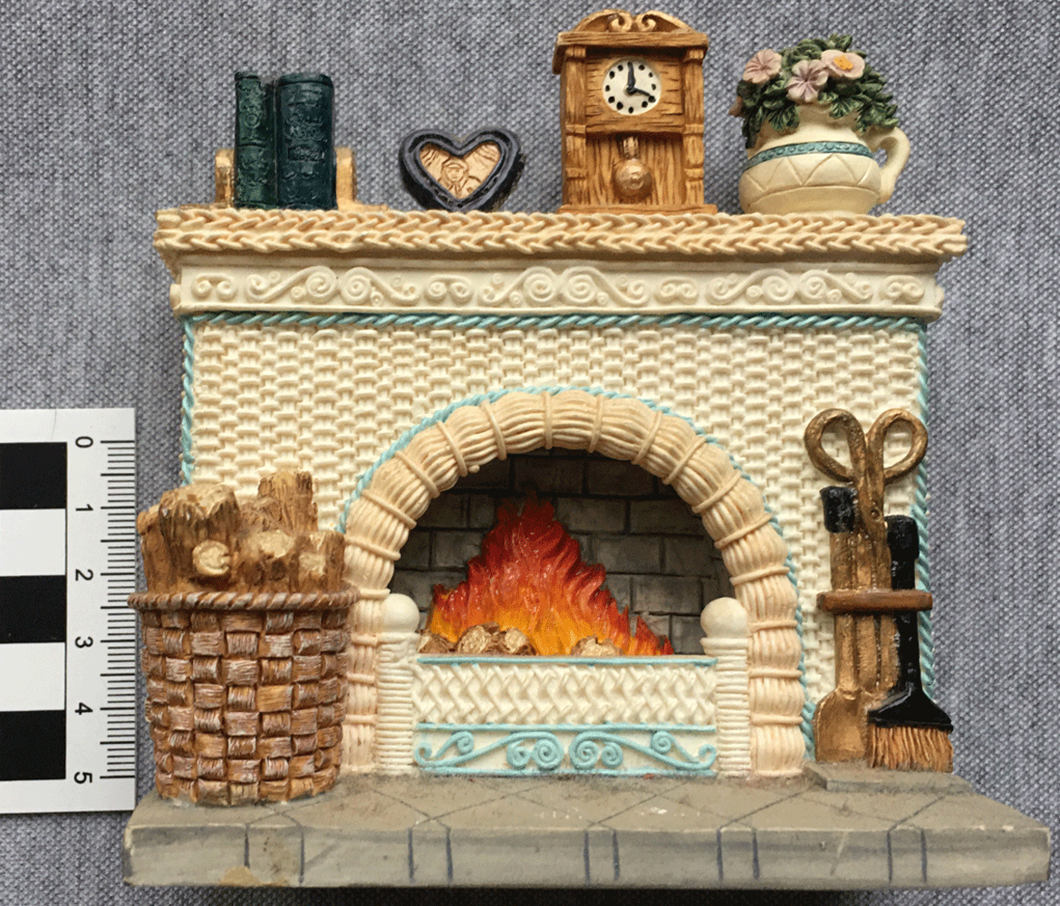 A miniature fireplace